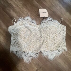 Superdown Kendall Lace Crop Top in White NWT